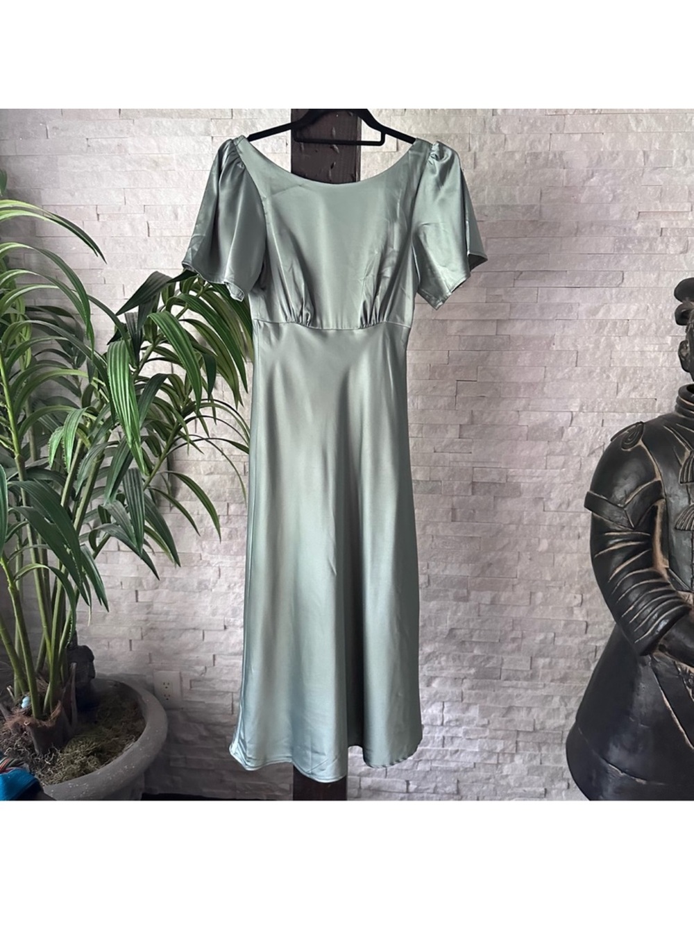 Baltic Born Sage Green Satin Midi Dress New with Tags Size XS